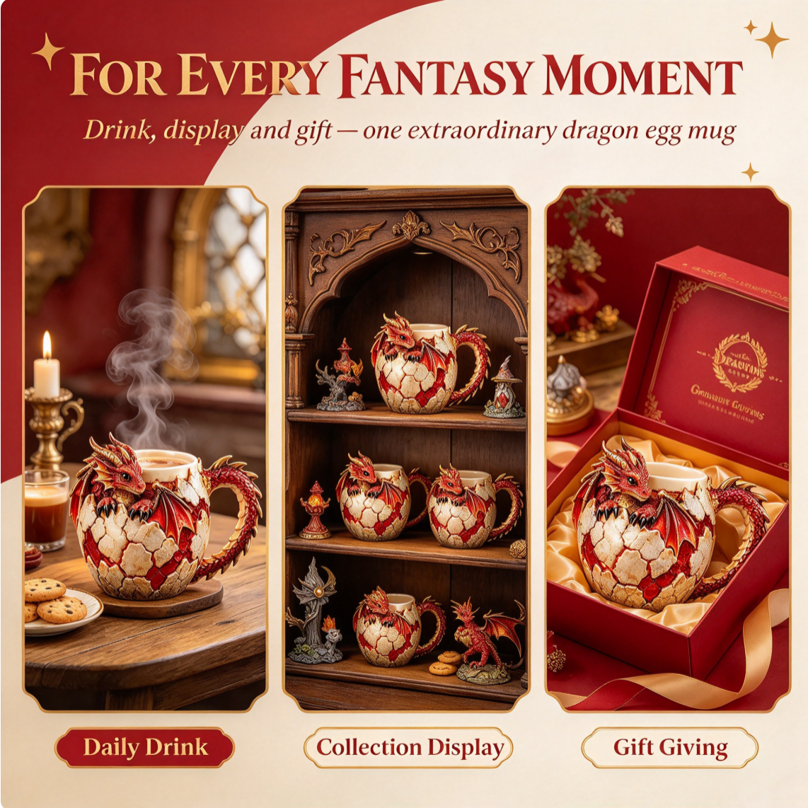🐉🥚Dragon Egg Fantasy Sculpted Mug | 14oz Resin Coffee Cup for Dragon Lovers