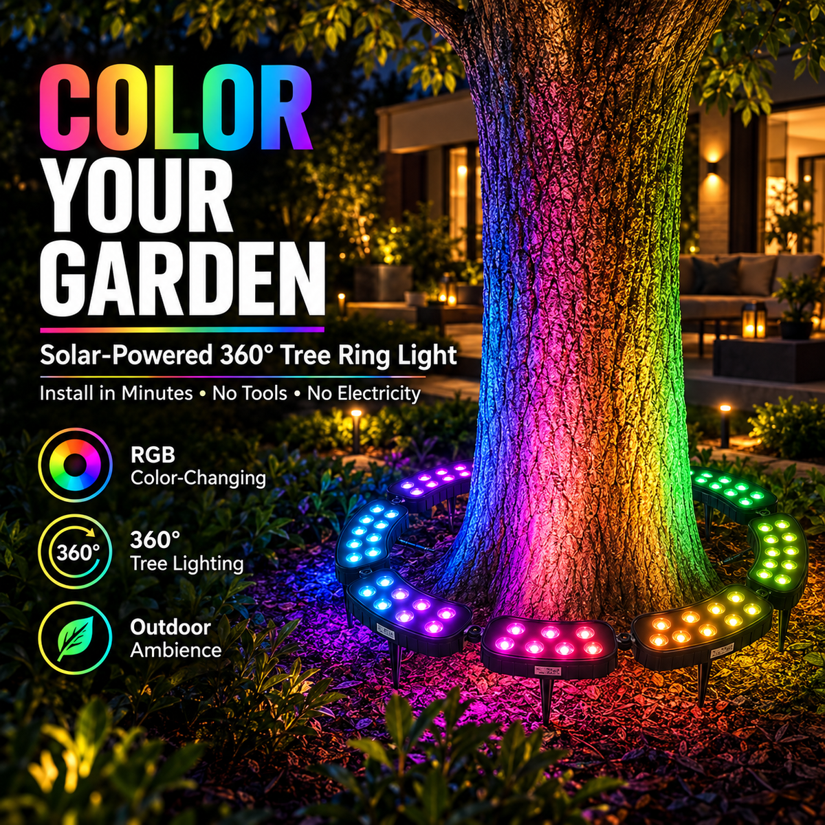 🔥Hot Sale- 🏳️‍🌈 One Tree. Endless Colors. – Solar RGB Landscape Ring Light