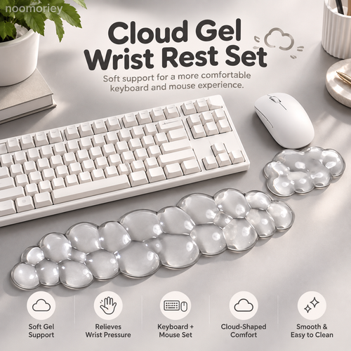☁️ Cloud Gel Wrist Rest Set – Soft Keyboard & Mouse Support for Work, Study & Gaming