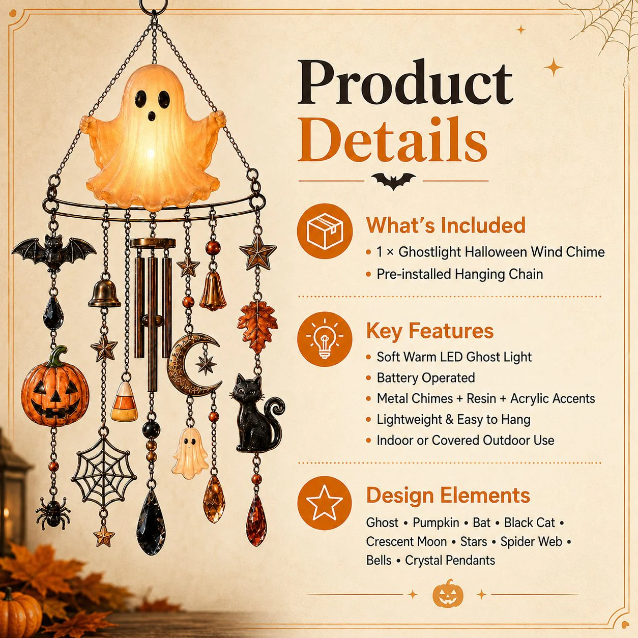 🔥Halloween Early Bird Sale🎃Haunted Glow Ghost Wind Chime