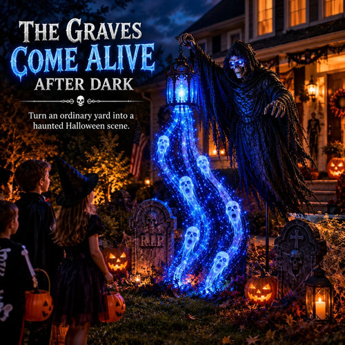 🎁💀The Grim Reaper’s Glowing Garden-A Spooky Halloween Yard Display