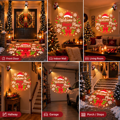 🎅 Santa Christmas Welcome Projector – Festive Holiday Doorway Light with Remote Control ✨