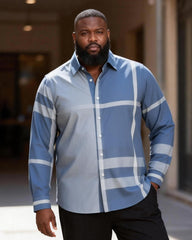 Big & Tall Men's Plaid Long Sleeve Printed Shirt
