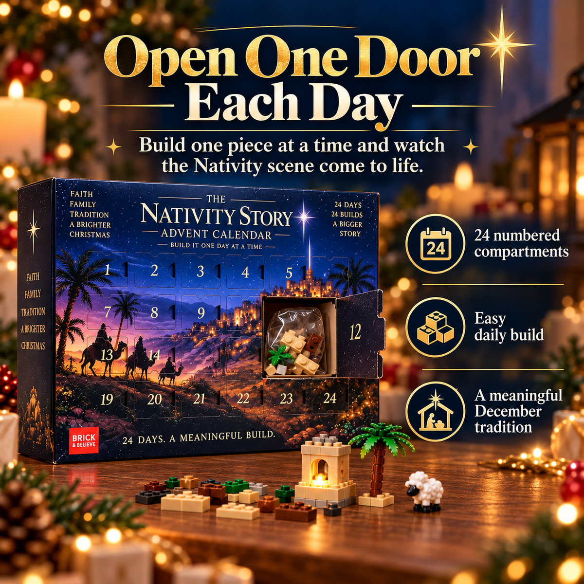 🎄🎈Nativity Advent Calendar – 24-Day Buildable Christmas Nativity Set