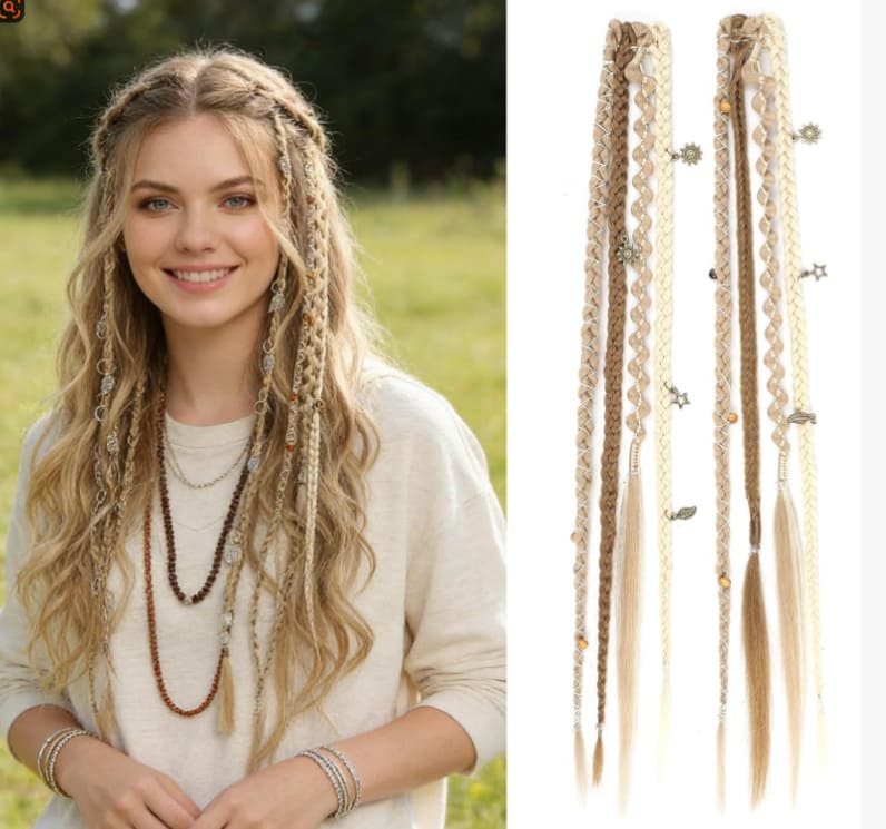 ✨ Boho Beaded Clip-In Braids – Effortless Festival & Everyday Hair Transformation