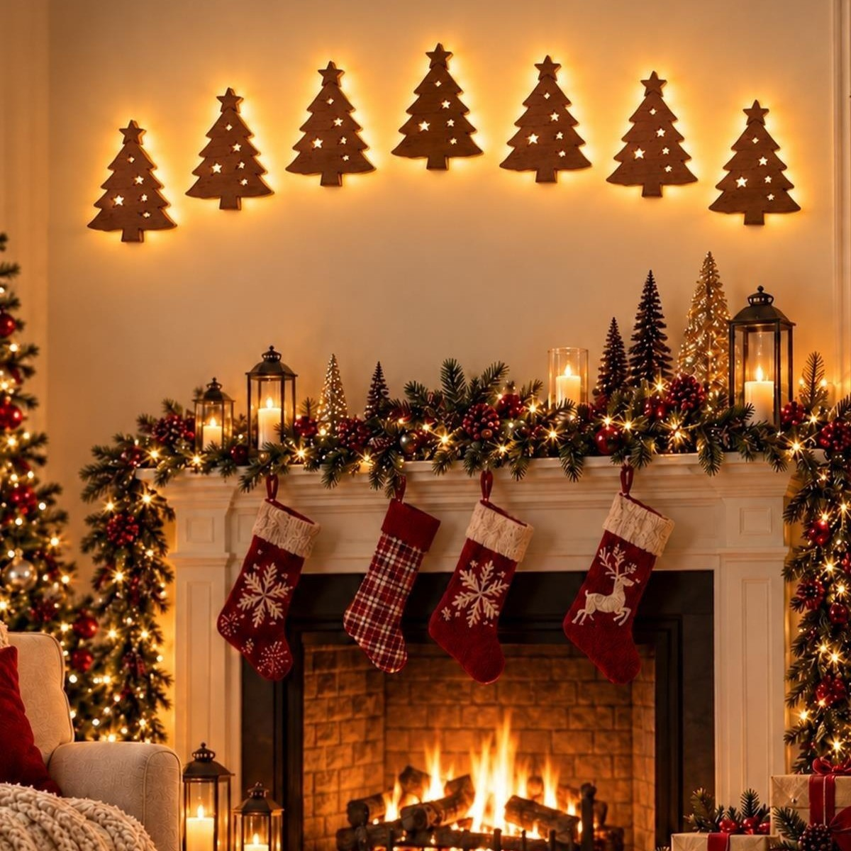 LIMITED-TIME 50% OFF — SHOP NOW! 🔥7Pcs Led Reindeer Wall Decorations, 3d Antler Glow Wall Decor For Christmas,3D Light-Up Wooden Reindeer Christmas Wall Decor Lights