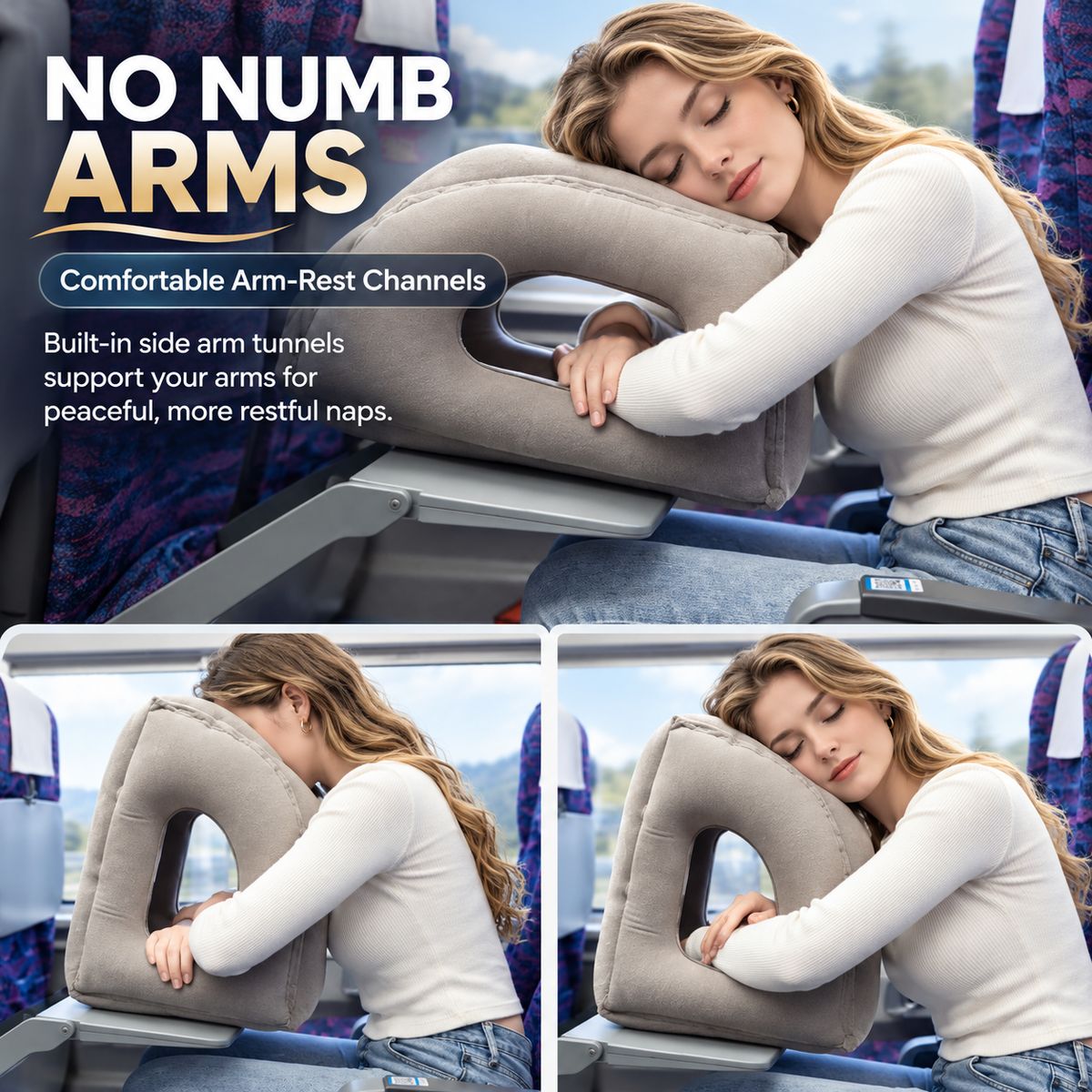 💤 Multi-Angle Inflatable Sleep Pillow for Airplanes, Trains & Office Desks