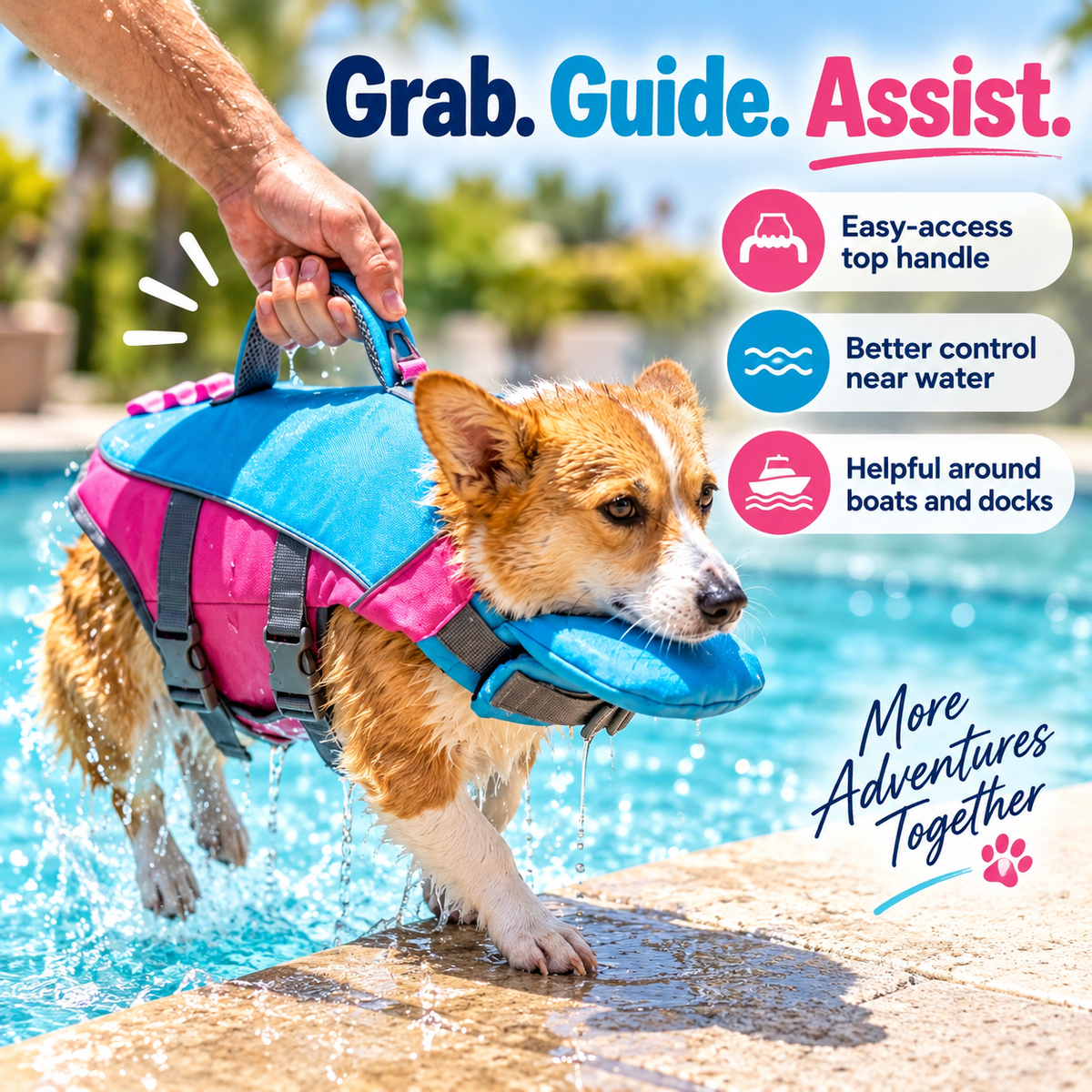 Dog Life Vest – Adjustable Flotation Support for Swimming & Boating