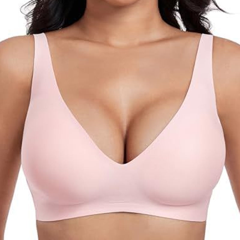 🌷Jelly Wireless Womens Comfortable Wireless Bras Push Up Bralettes Seamless Tshirts Bras Deep V Everyday Bras
