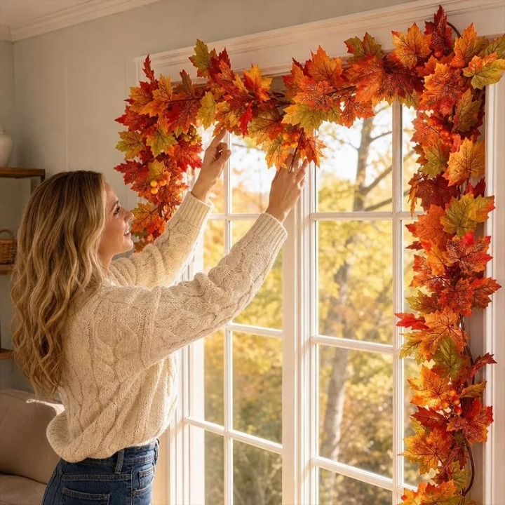 🍁On Sale Today Only🍂Fall Wreath with Pumpkin Maple Leaves🎃