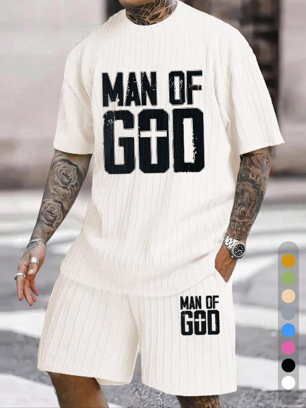 "Man Of God" Does Old Letter Texture Pattern Large Size Two-piece Set
