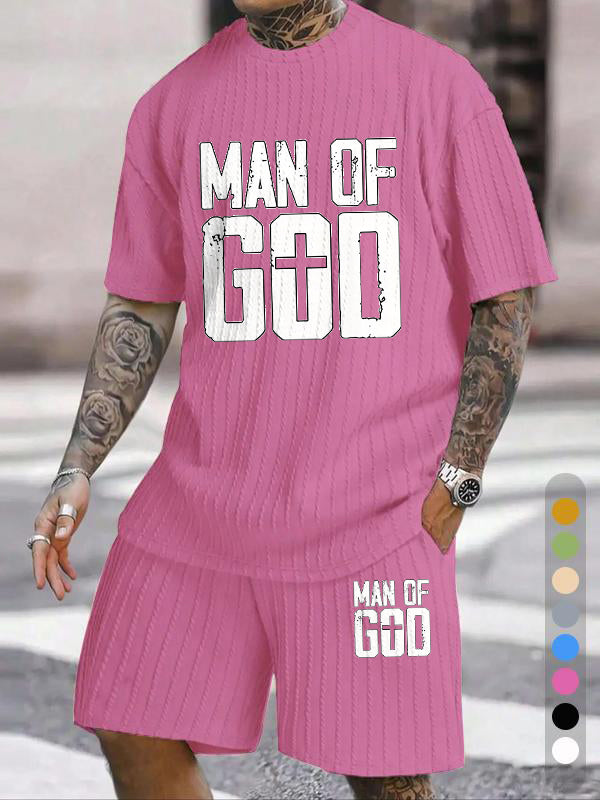 "Man Of God" Does Old Letter Texture Pattern Large Size Two-piece Set