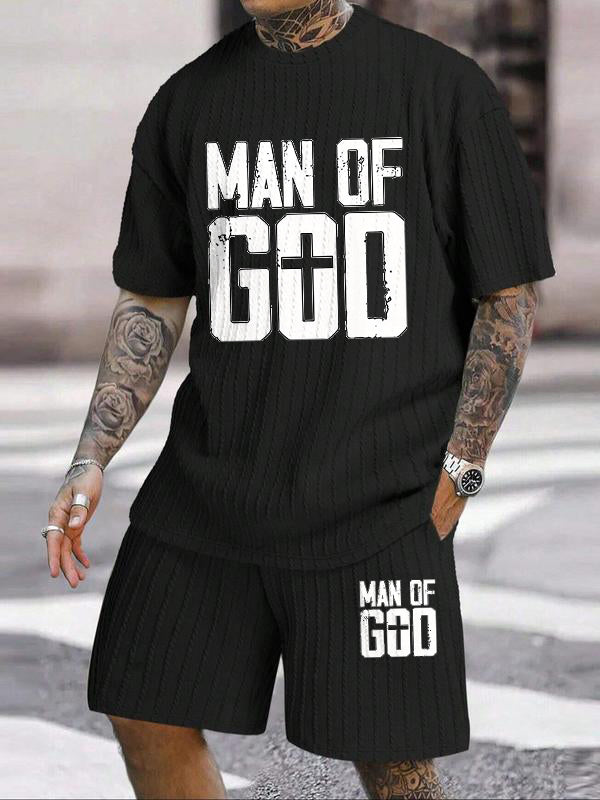 "Man Of God" Does Old Letter Texture Pattern Large Size Two-piece Set