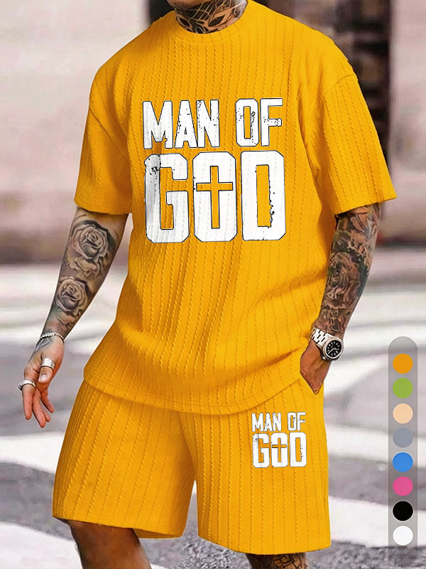 "Man Of God" Does Old Letter Texture Pattern Large Size Two-piece Set