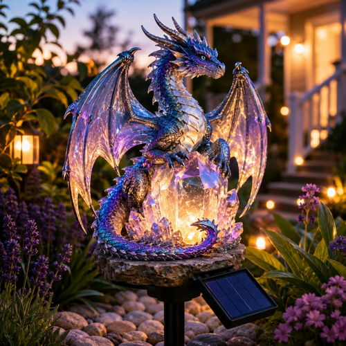 🔥HOT SALE✨ Amethyst Crystal Dragon🐉Solar Dragon Crystal Garden Light