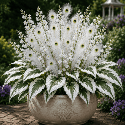 🌿🔥 Peacock Flame Hosta Bulbs – Vibrant Multicolor Foliage for Gardens, Patios & Planters 🦚