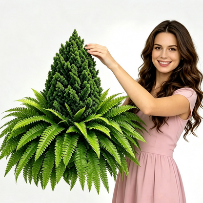 💥Last Day 70% OFF🌱 Lush Artificial UV Resistant Pine & Boston Fern Potted Plant