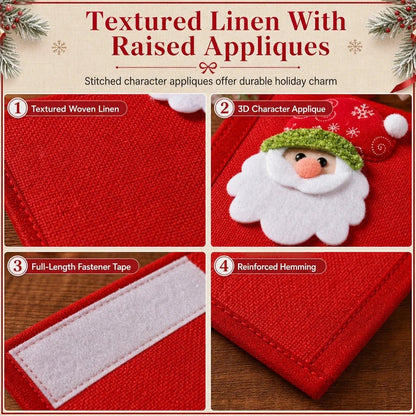 🎅🎄4PCS Plush Christmas Handle Covers – 40 cm Textured Linen Wraps with Snug Fastening for Fridges, Ovens, Dishwashers & Microwaves 🎁