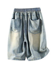 Men's Large Size Washed Distressed Solid Color Denim Pants XL-10XL