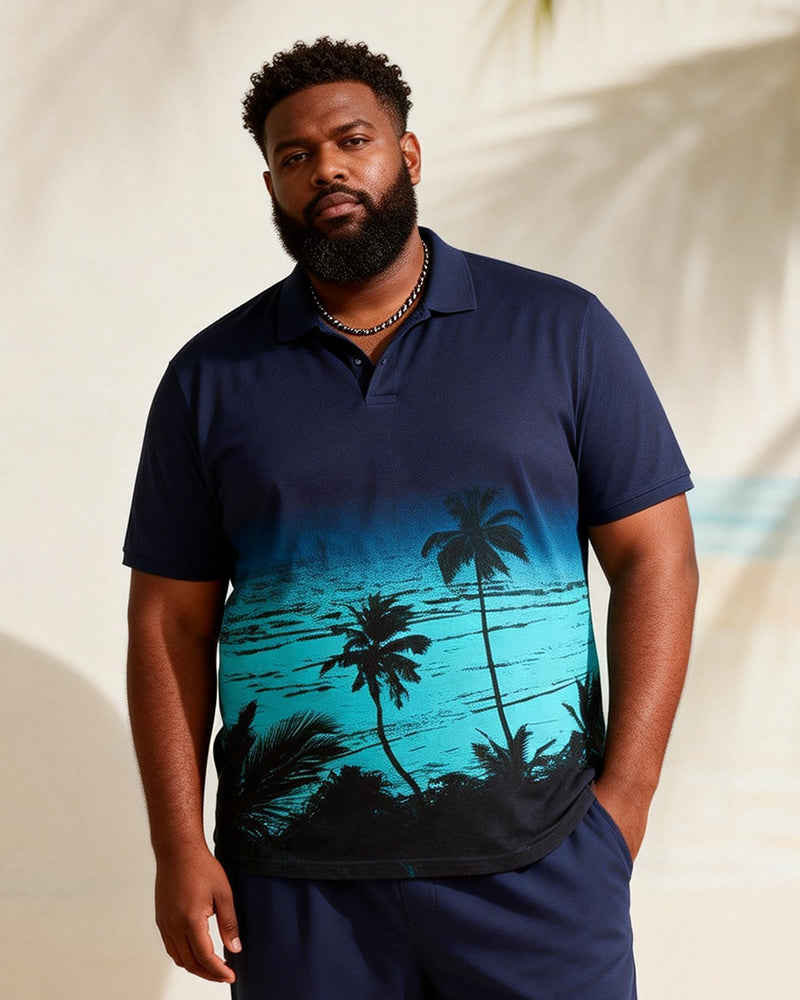 Big & Tall Men's Coconut Coast Gradient Print Short-Sleeved Polo Shirt
