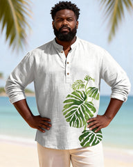 Big & Tall Men's Printed Henry Collar Long Sleeve Shirt