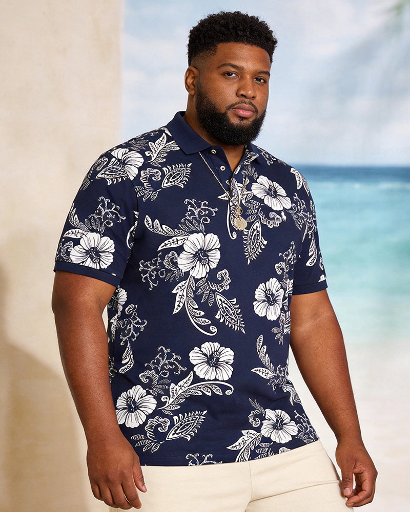 Big & Tall Men's Paisley-Print Short-Sleeved Polo Shirt