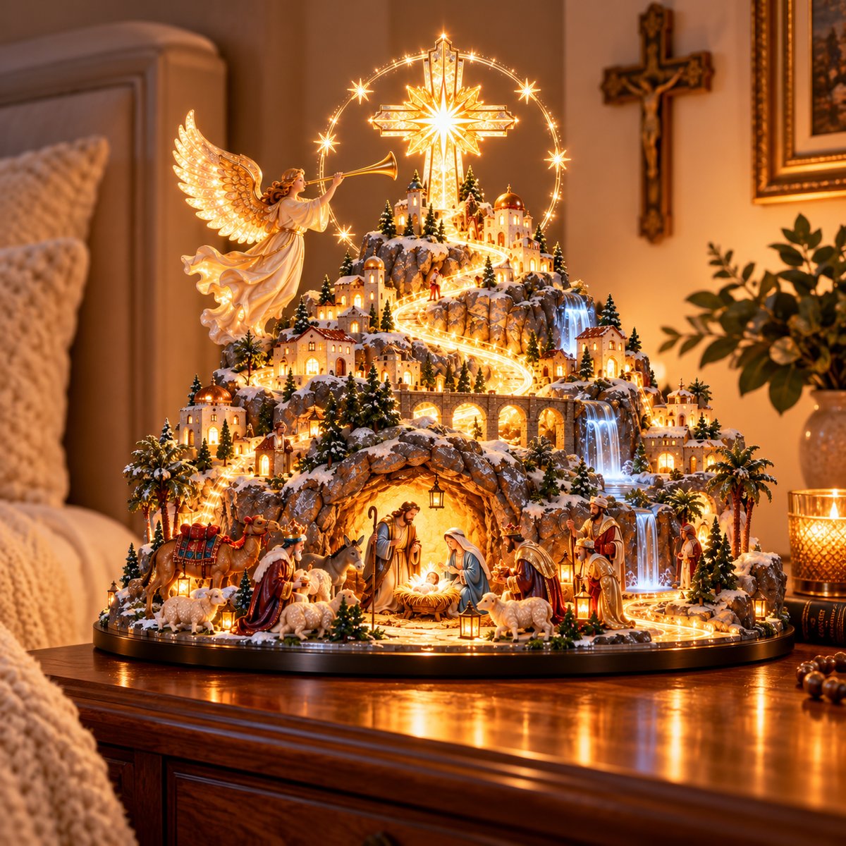 ✝️✨ Heavenly Nativity Mountain™ – Illuminated Bethlehem Faith Village & Christmas Tabletop Light