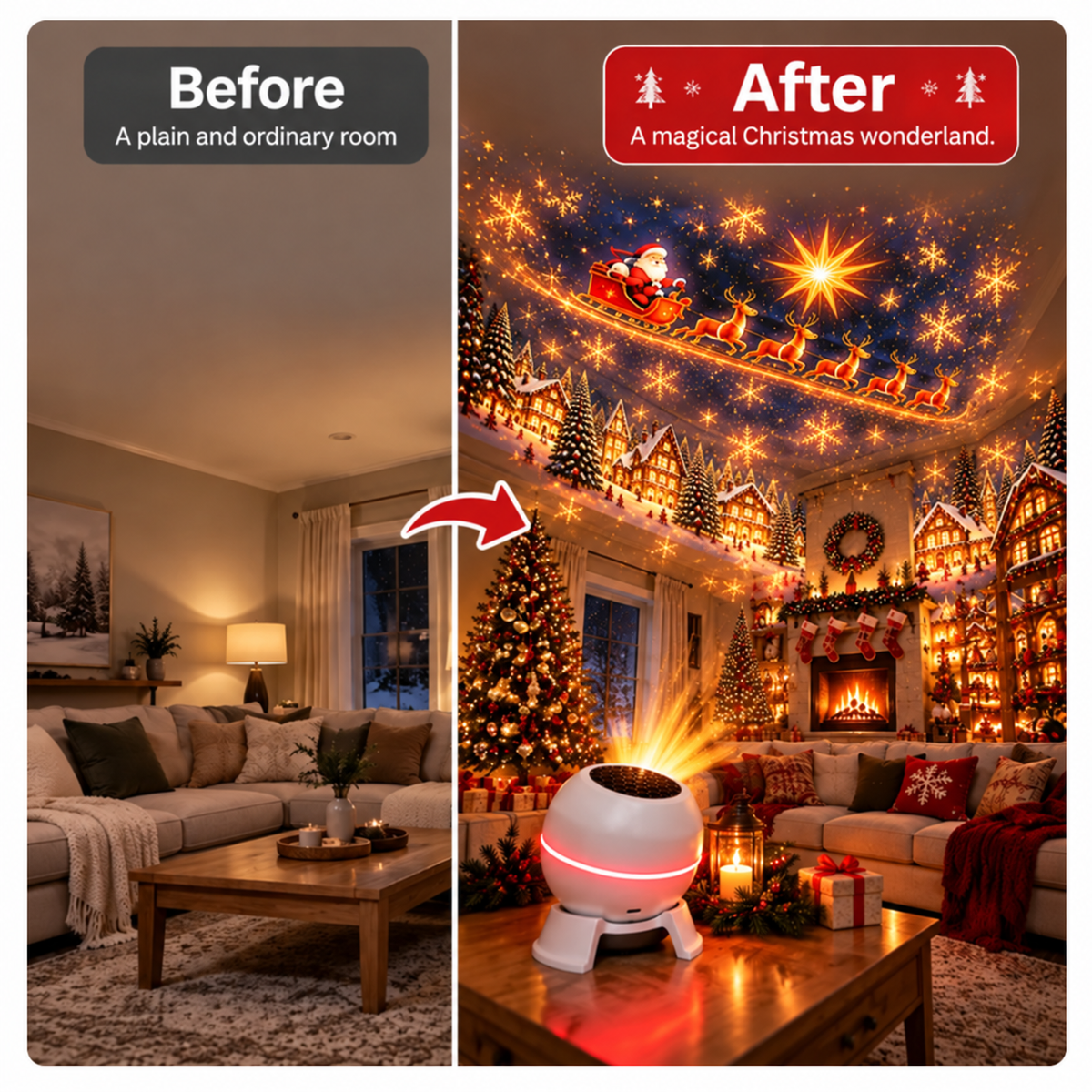 🎅 Turn Any Room Into a Christmas Wonderland – Holiday Projection Night Light