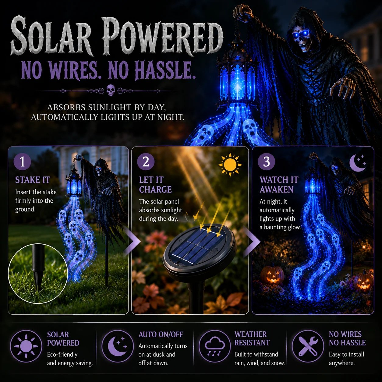 🎁💀The Grim Reaper’s Glowing Garden-A Spooky Halloween Yard Display