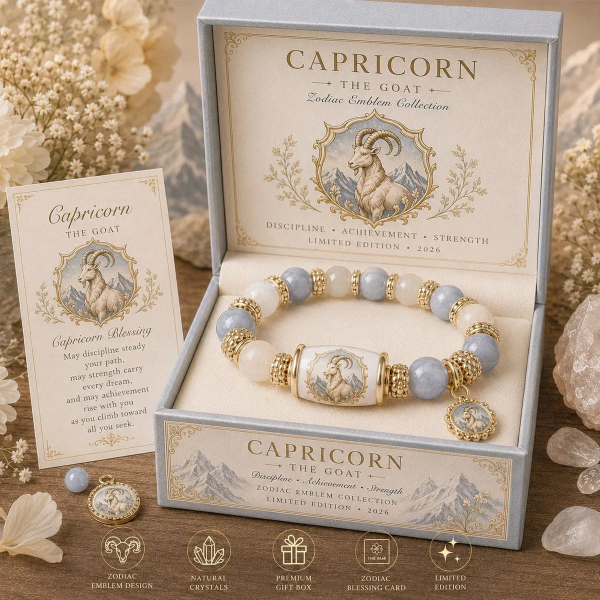 🔥🔥Limited Edition💫 12 Zodiac Bracelet – Natural Chalcedony, Your Sign, Your Energy