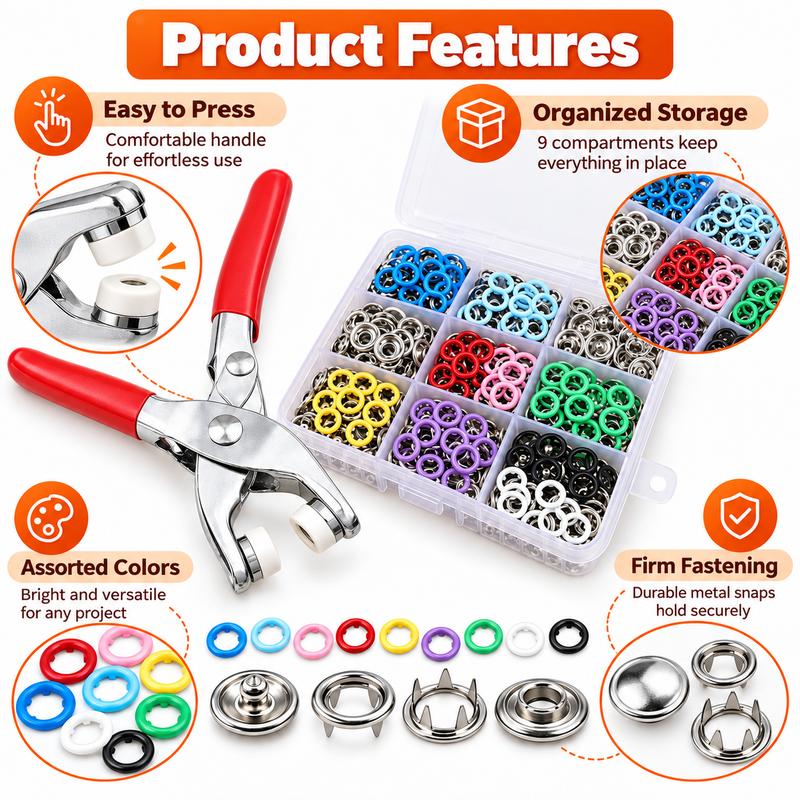?? 100Pcs Invisible Colored Metal Buckle & Manual Pressure Pliers | Quick Clothing Repair & DIY