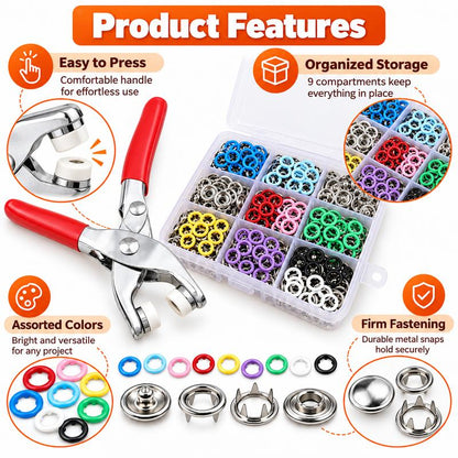 ?? 100Pcs Invisible Colored Metal Buckle & Manual Pressure Pliers | Quick Clothing Repair & DIY