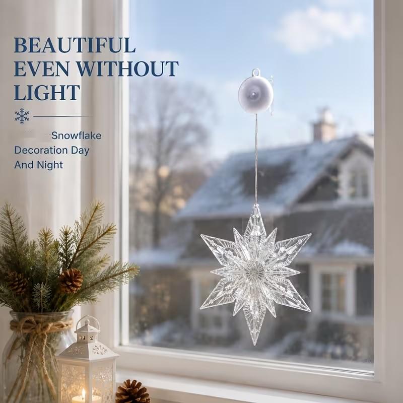 🎄❄️ DIY Christmas Snowflake Suction Cup LED Lights ✨ | Battery Operated, Warm & Multi-Colour, Window Suction Lights, Christmas Home & Party Decor