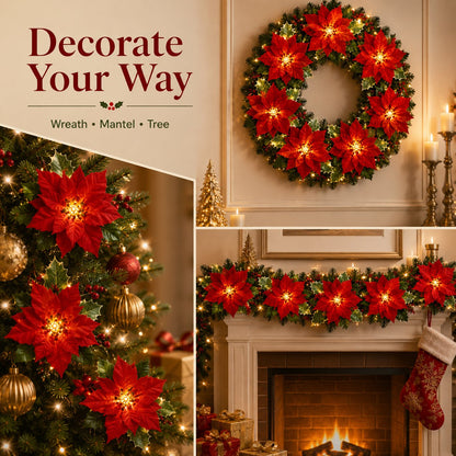 🎄5K+ people purchased it in the past week.✨ Christmas Poinsettia LED Garland String Lights