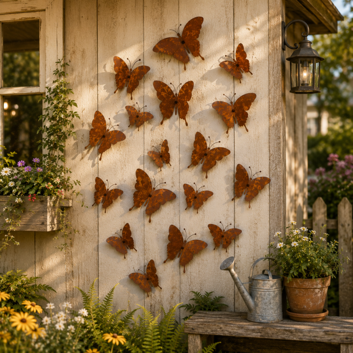 15-Piece Rustic Metal Butterfly Wall Décor Set – Transform Any Wall Into Garden Art
