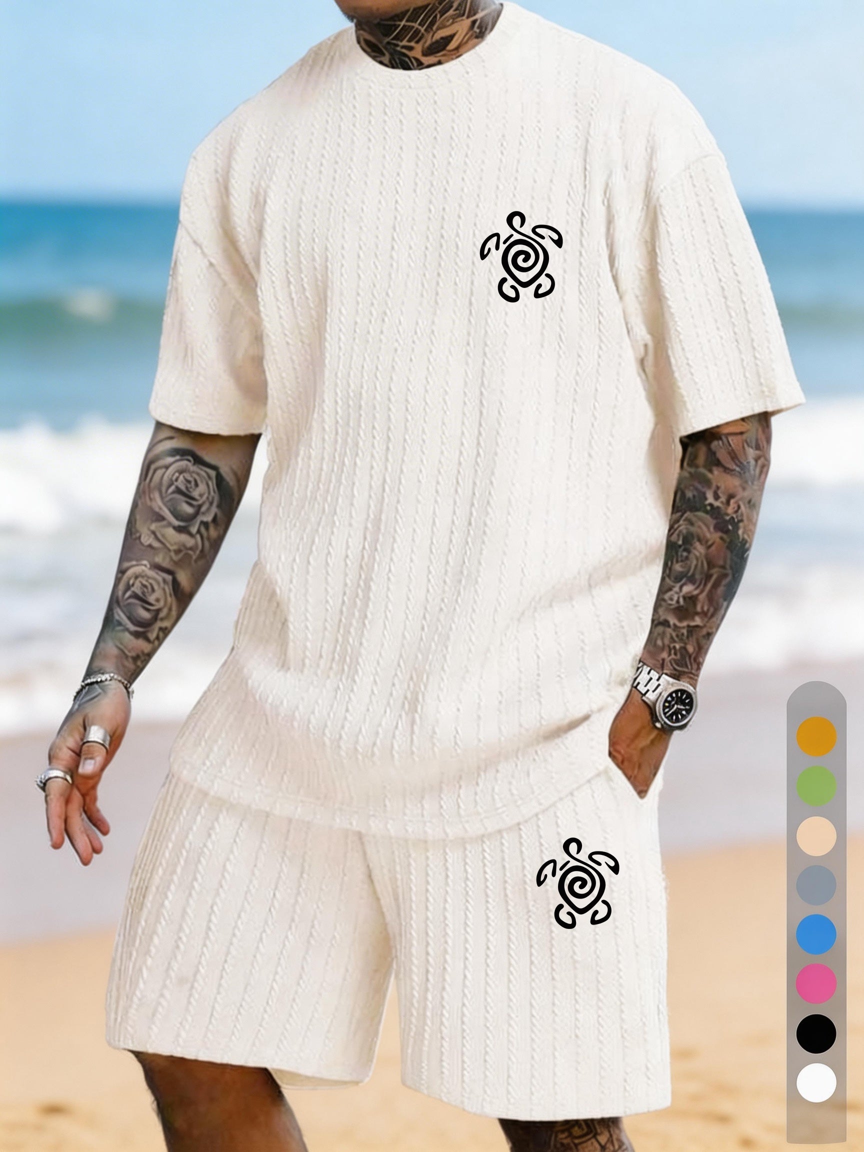 Spiral Turtle Totem Print Texture Large Beach Two-piece Set