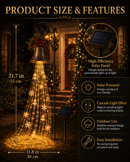 ✨✨Hot Sale 40% OFF🎄 Christmas Bell Cascade Solar Yard Light✨