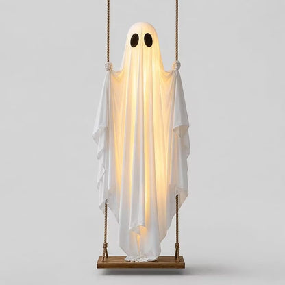 👻 Halloween Light-Up Hanging Swing Ghost – Spooky Porch & Yard Decoration 🎃