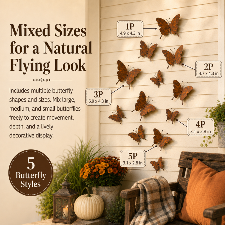 15-Piece Rustic Metal Butterfly Wall Décor Set – Transform Any Wall Into Garden Art