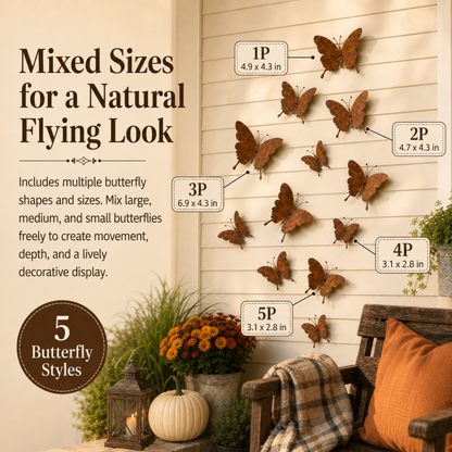 15-Piece Rustic Metal Butterfly Wall Décor Set – Transform Any Wall Into Garden Art