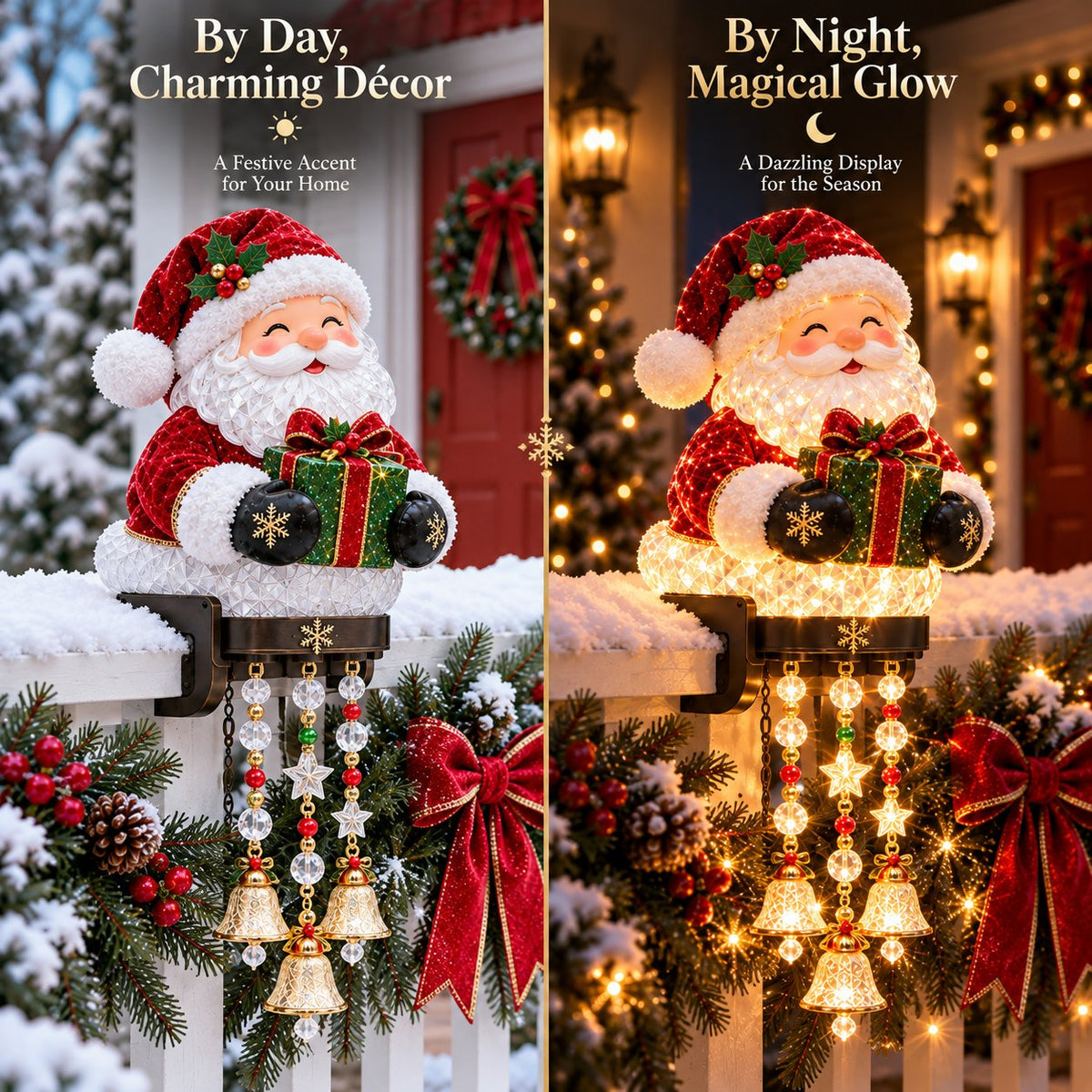 💯🎄 Christmas Porch Railing Lights – 4 Festive Character Designs