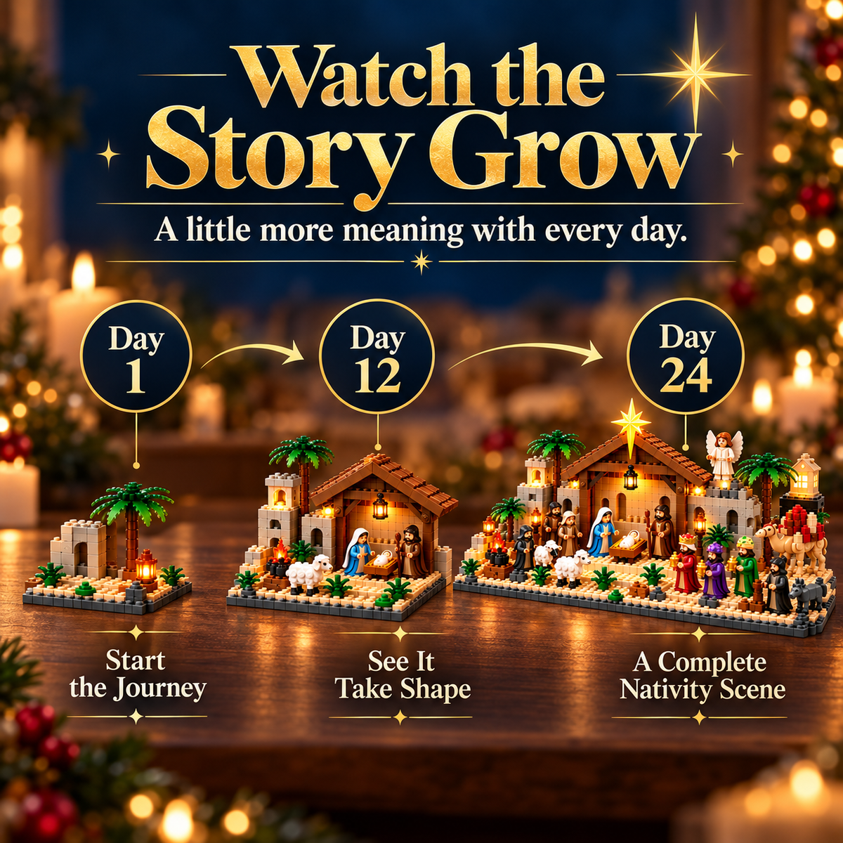 🎄🎈Nativity Advent Calendar – 24-Day Buildable Christmas Nativity Set