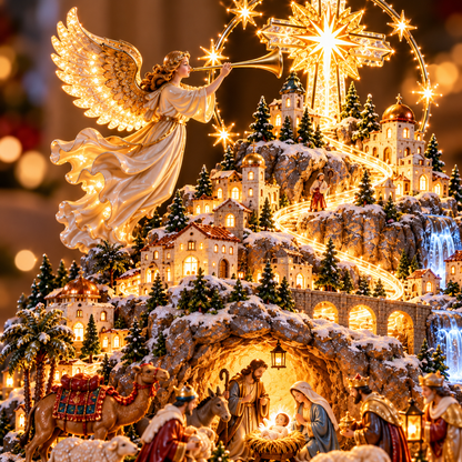 ✝️✨ Heavenly Nativity Mountain™ – Illuminated Bethlehem Faith Village & Christmas Tabletop Light