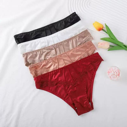 Women's 5-Pack Low-Rise Seamless Panties with Lace Trim