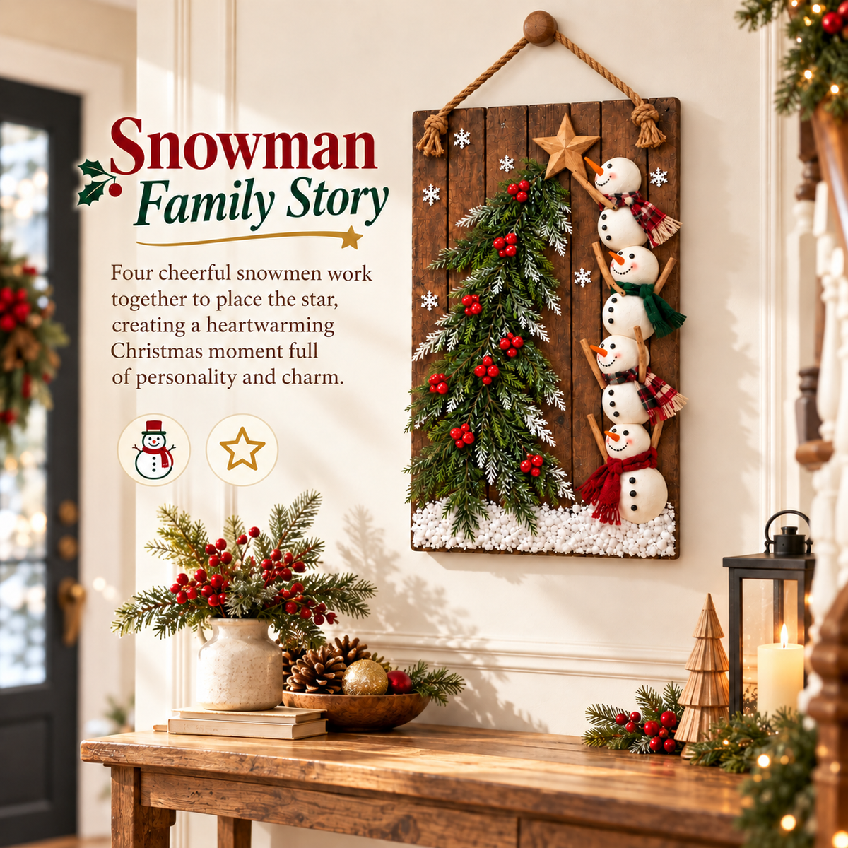 Lighted Snowman Christmas Hanging Sign