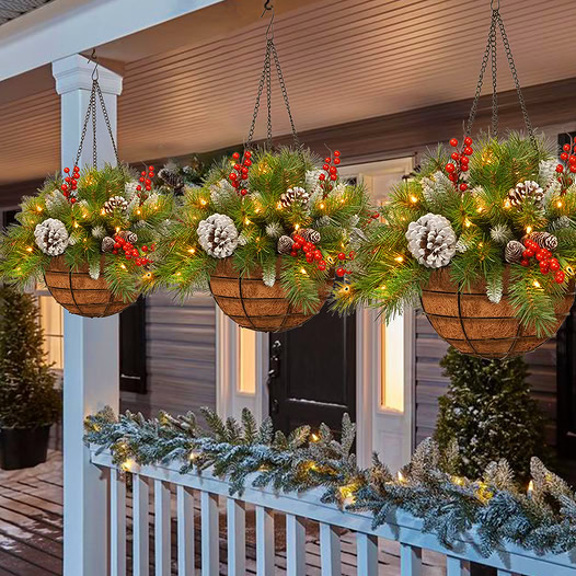 🎄Christmas Promotion 50% OFF🔥Pre-Lit Artificial Christmas Hanging Basket