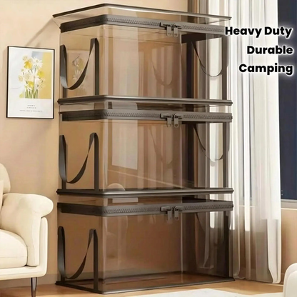 🎁2026 New Upgrade-Large Clear Thick Plastic Storage Box with Hinged Lid