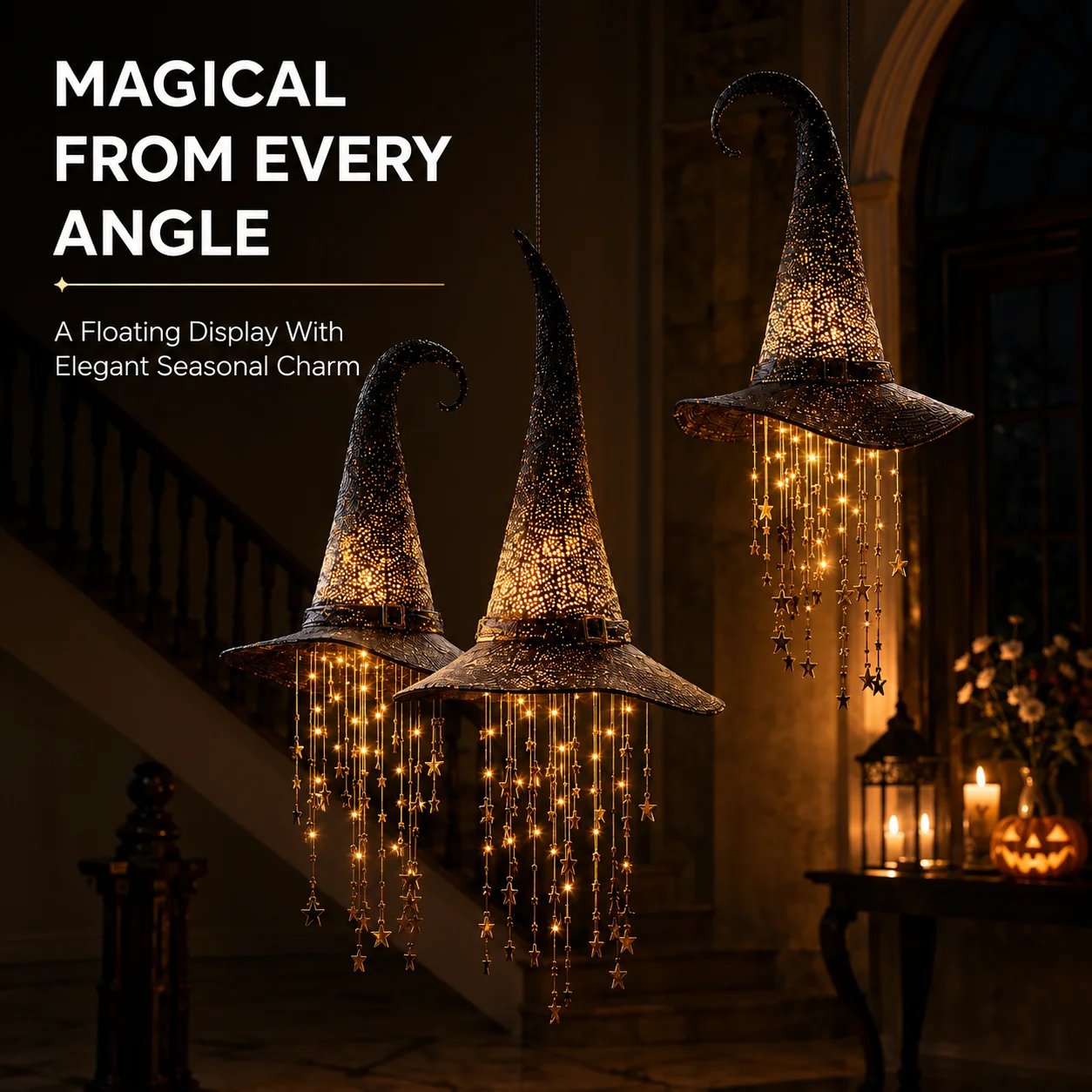🔮🌙Lighted Witch Hat Hanging Chime