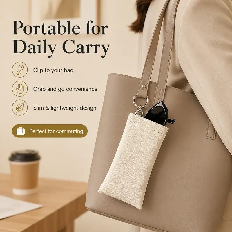 🔥HOT SALE✨ Soft PU Leather Sunglasses Pouch Elastic Opening Eyeglasses Bag