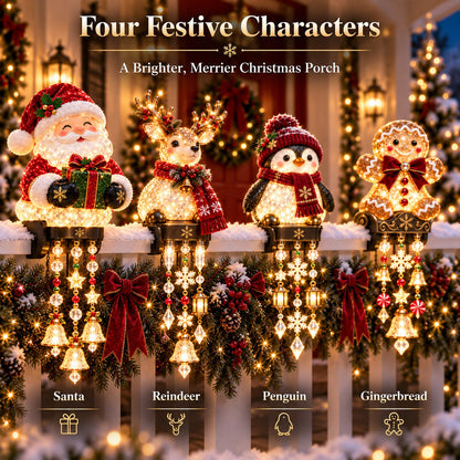 💯🎄 Christmas Porch Railing Lights – 4 Festive Character Designs